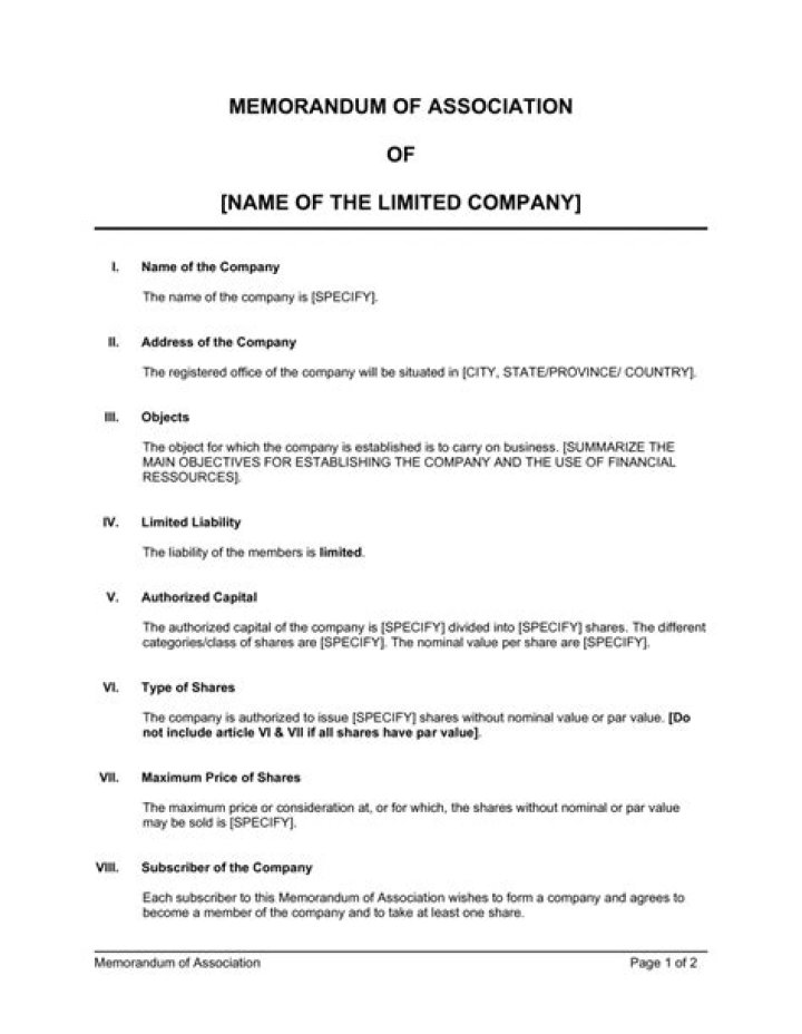 Are memorandum of association?