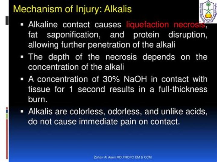 Do alkalis cause eschars?