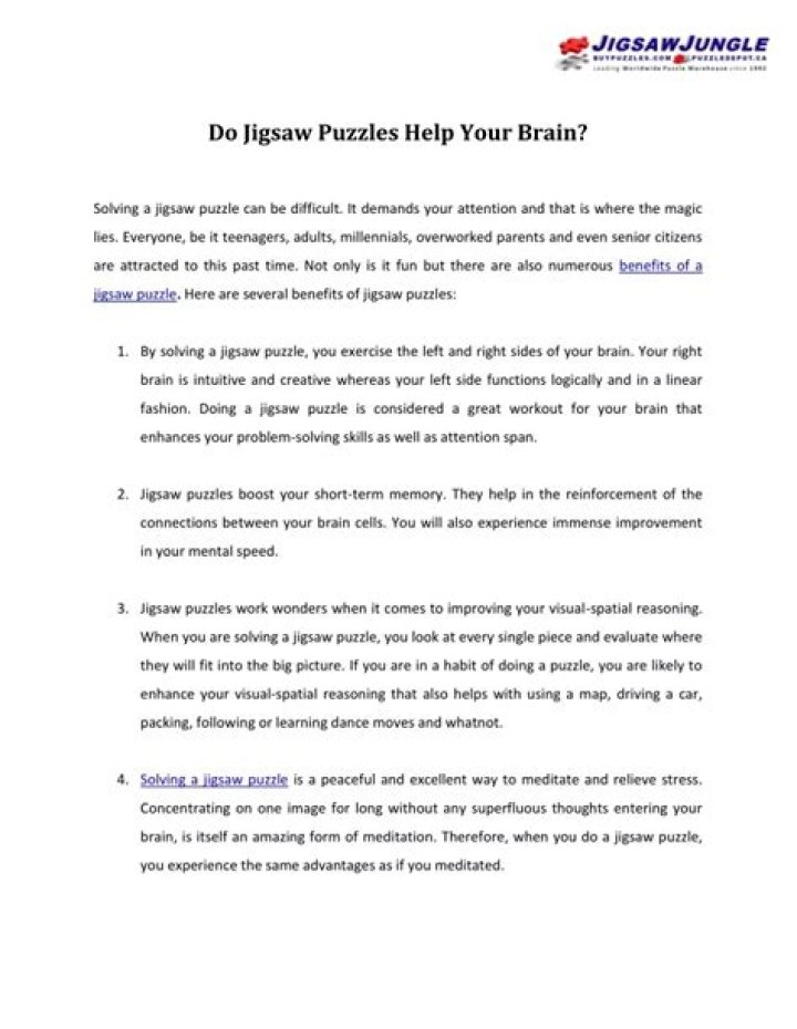 Do jigsaw puzzles help your brain?