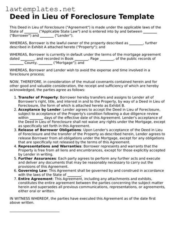 For deed in lieu of foreclosure?
