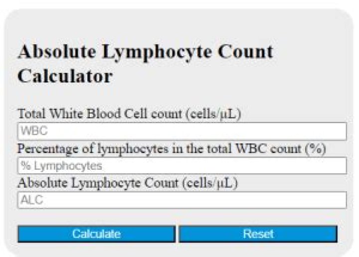 Formula for absolute lymphocyte count?