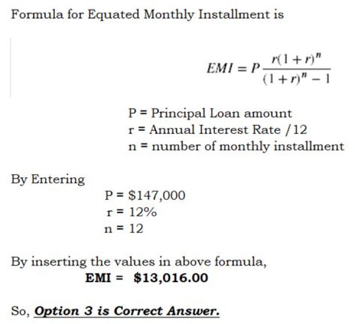 Formula for equated monthly installment?