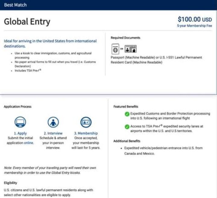 Has global entry been suspended?