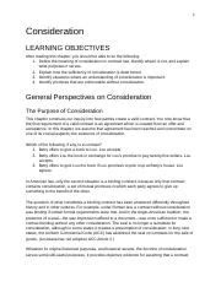 How the sufficiency of consideration is determined?