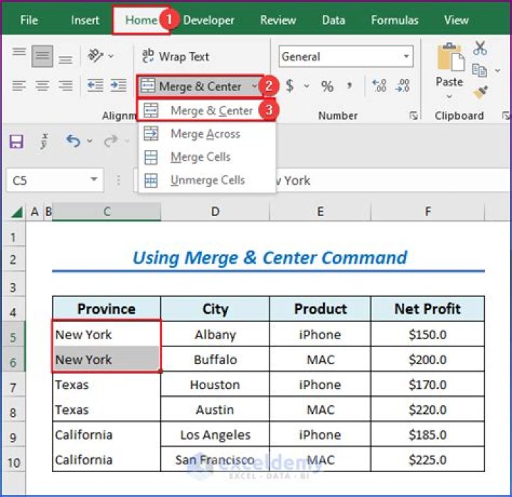 How to merge two rows in excel?