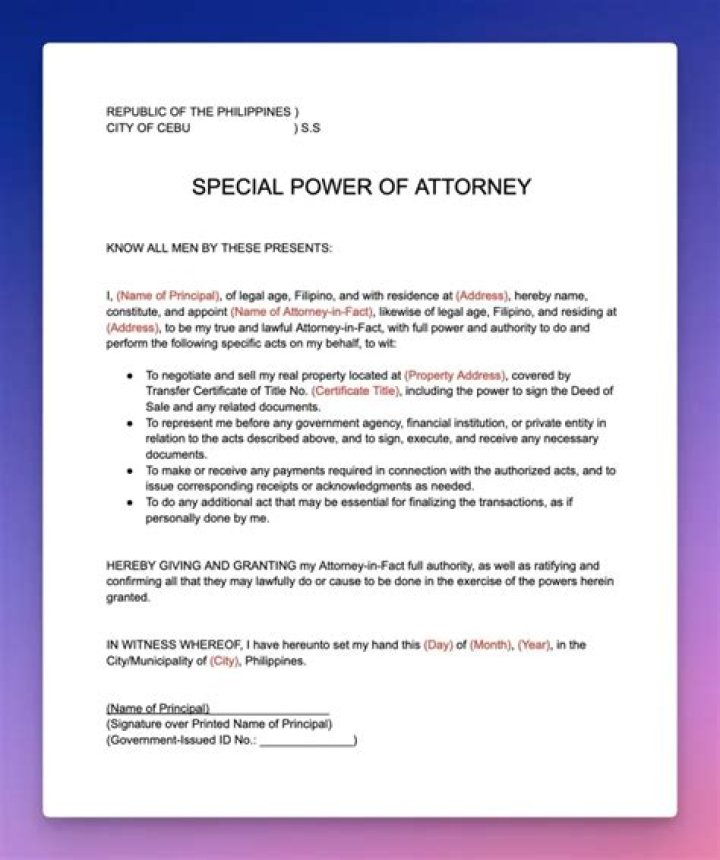 How to process special power of attorney in the philippines?