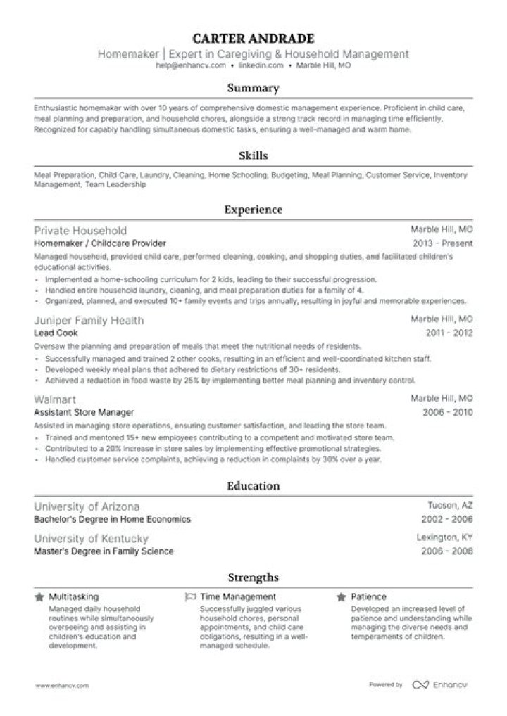 How to put homemaker on resume?