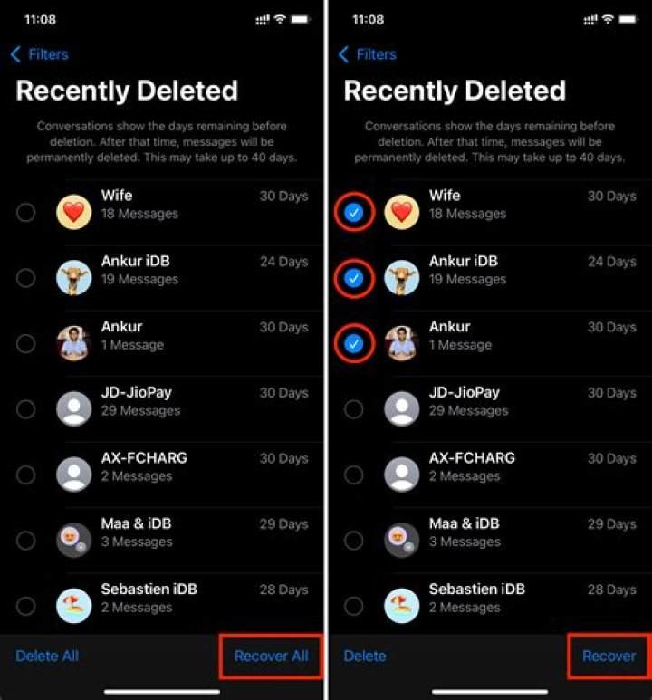 How to receive deleted texts?