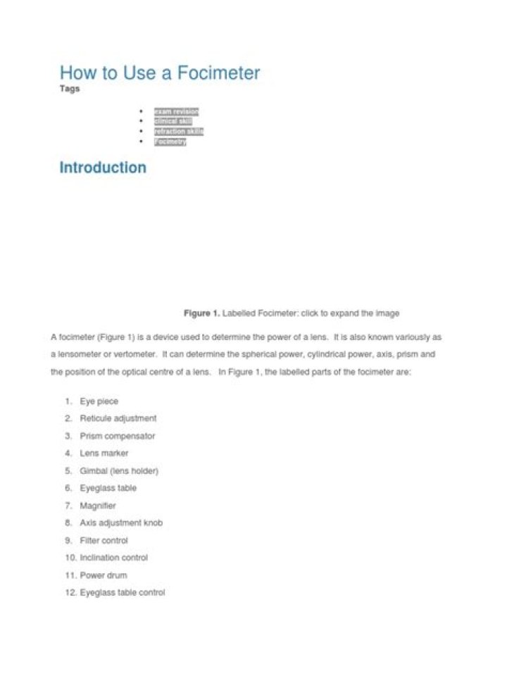 How to use a focimeter?