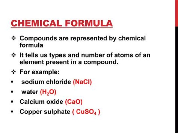 In a chemical formula what do the subscripts represent?