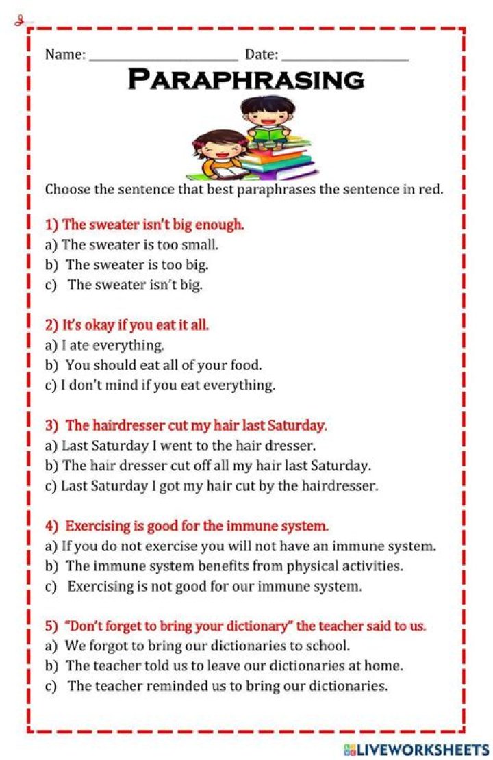 In summarizing and paraphrasing?