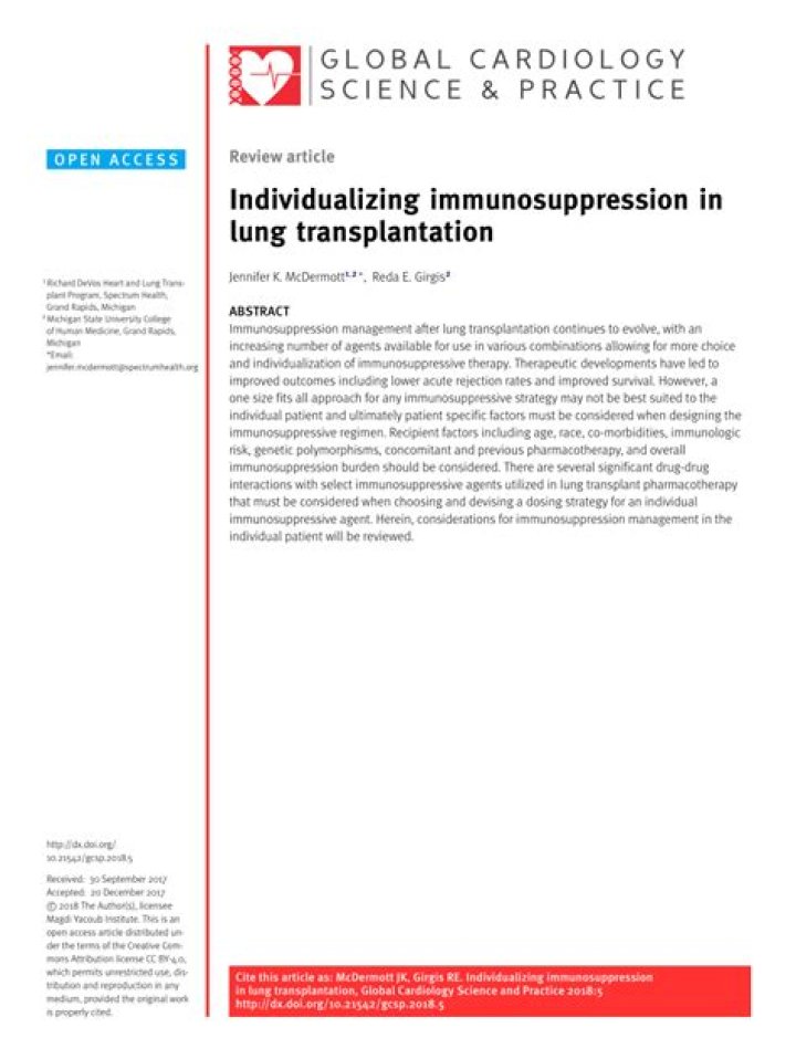 Individualizing immunosuppression in lung transplantation?
