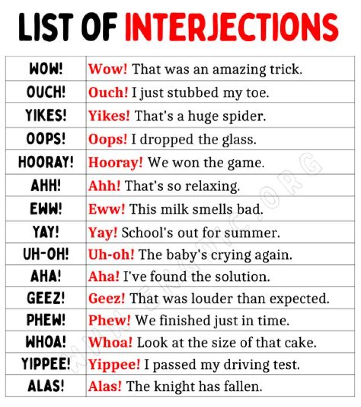 Interjection words in english?