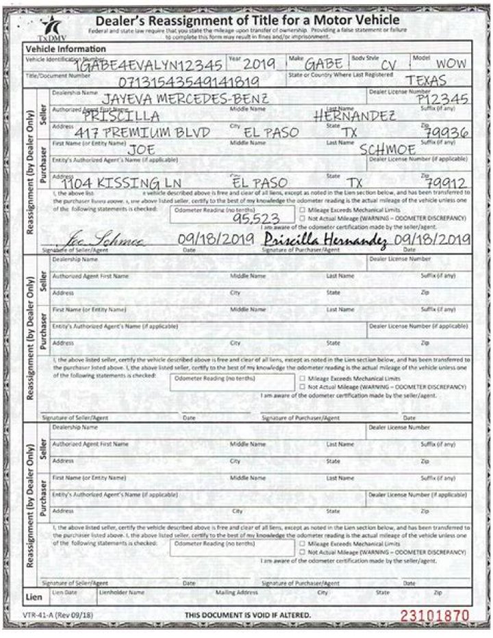 Is a co-signer on the title of a vehicle?