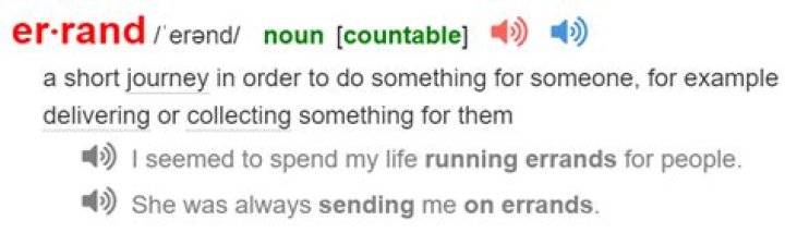 Is errands in the dictionary?