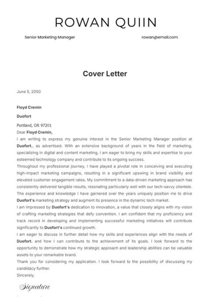 Is my perfect cover letter free?