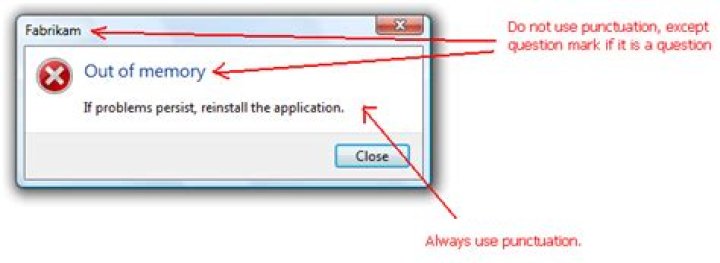 Should error messages have periods?