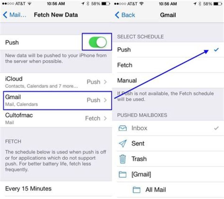 Should i push or fetch email?