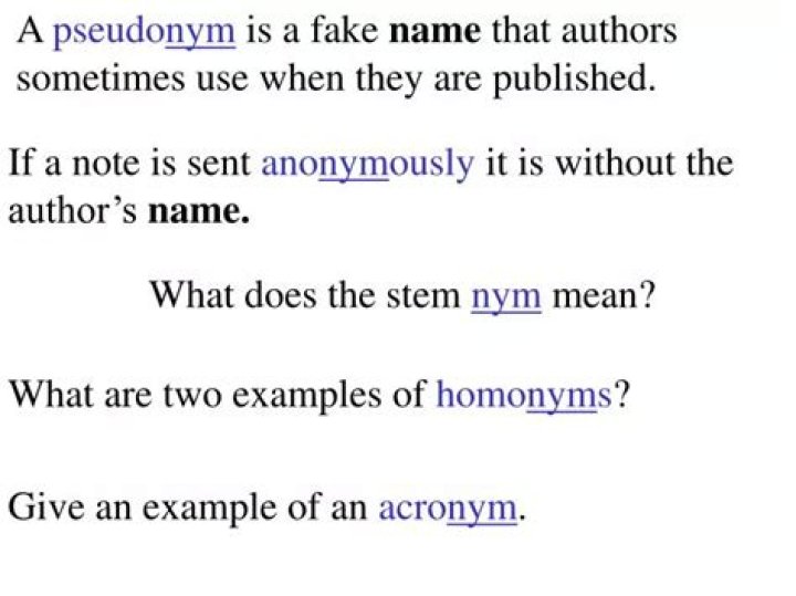 What does the stem nym mean?