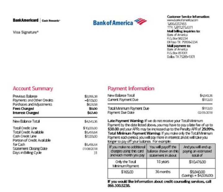 What is a counter credit on bank of america statement?