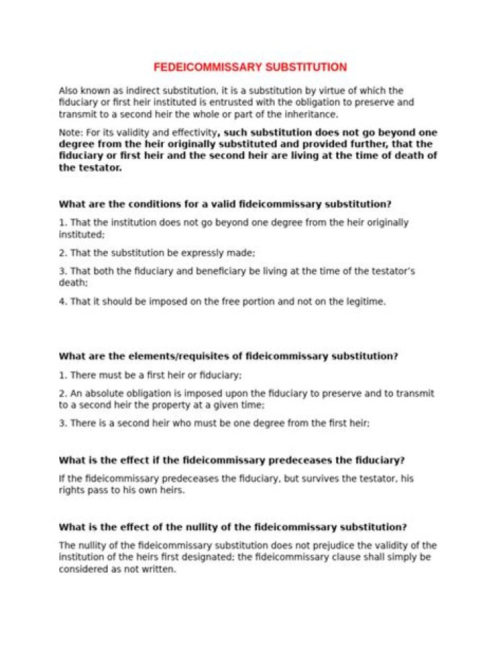 What is fideicommissary substitution?