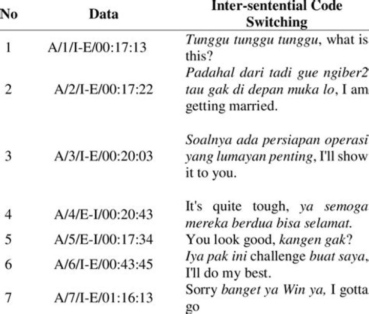 What is inter sentential code switching?