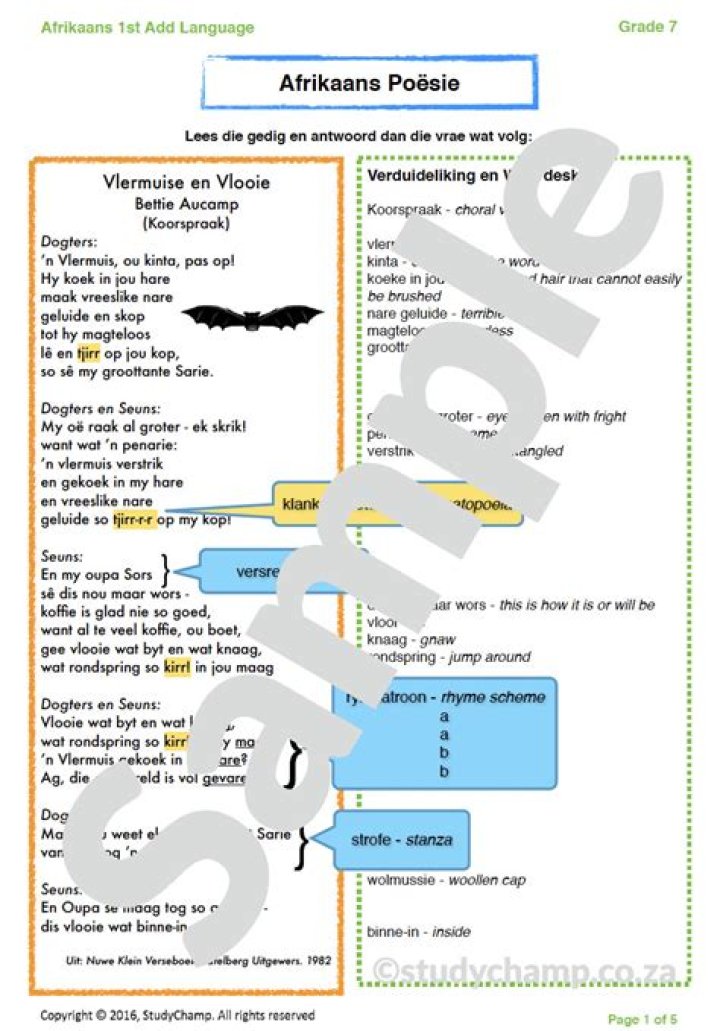 What is poesie in afrikaans?
