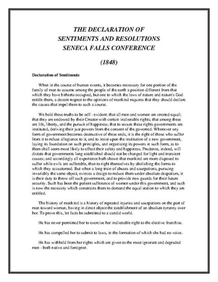 What is the evidence of bias of the declaration of sentiments?