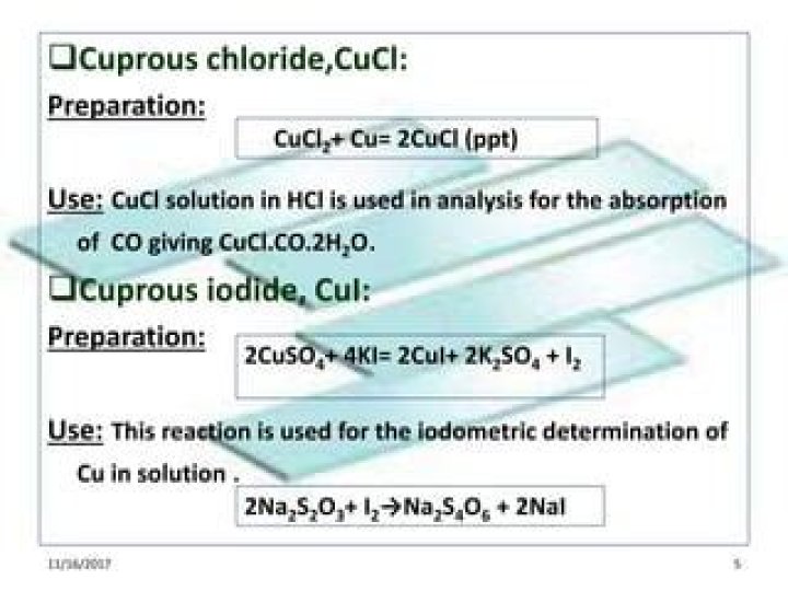 What is the formula of cuprous chloride?
