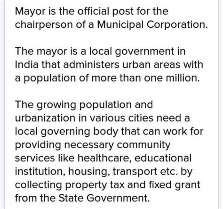 What is the official post for the chairperson of a municipal corporation?