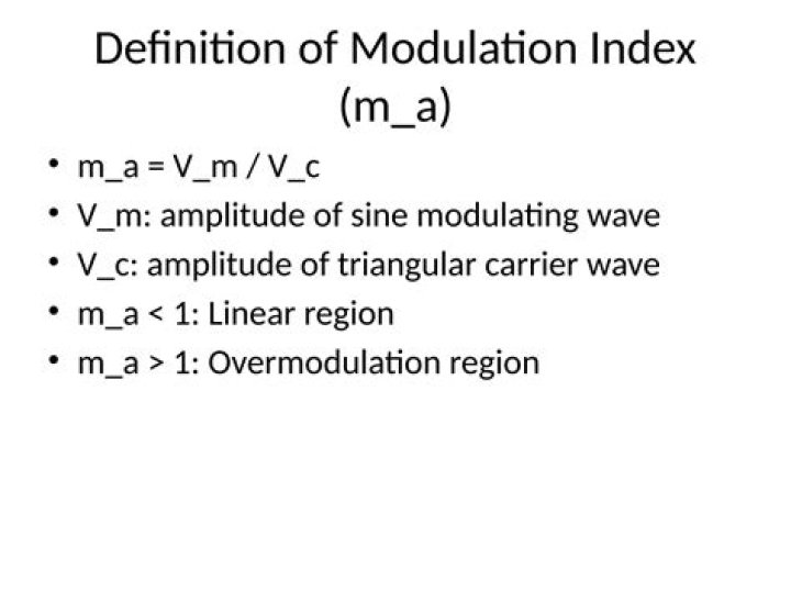 What is the value of modulation index m for overmodulation?