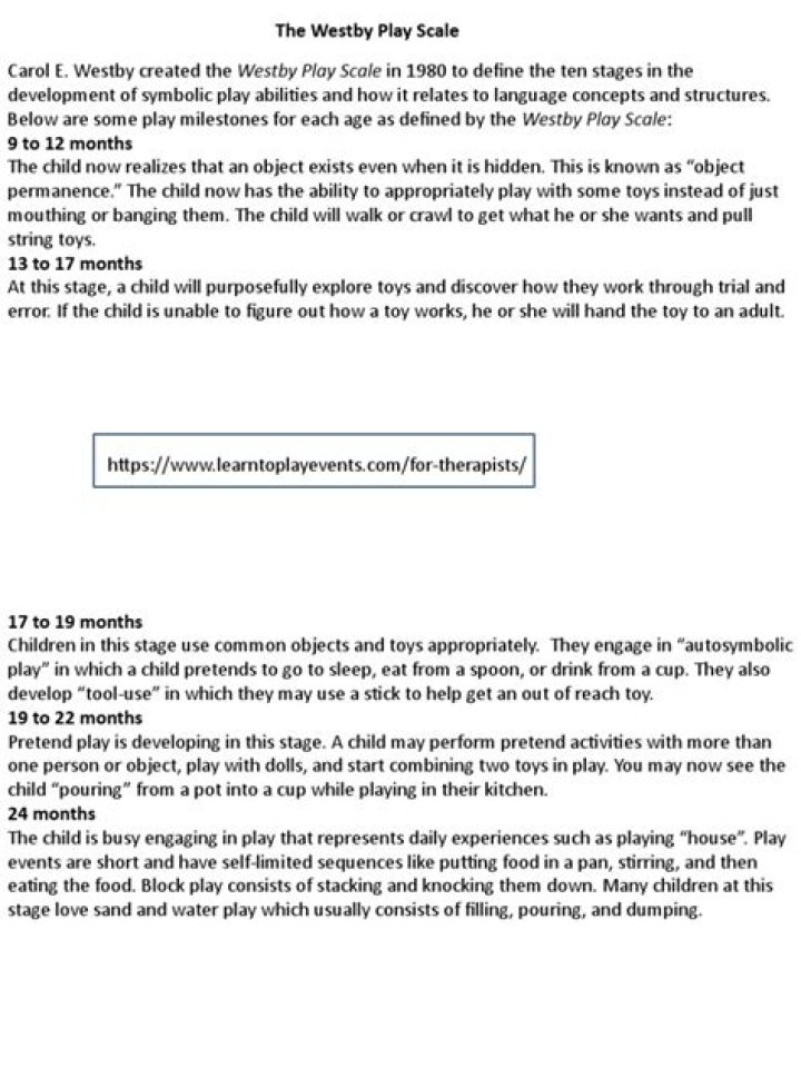 What is the westby play scale?