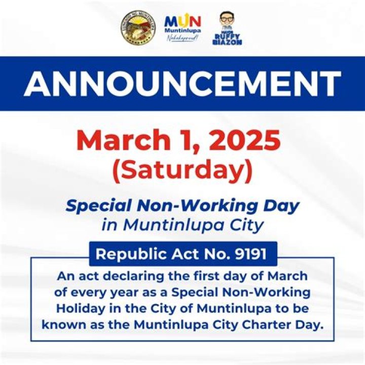 When is muntinlupa day 2020?