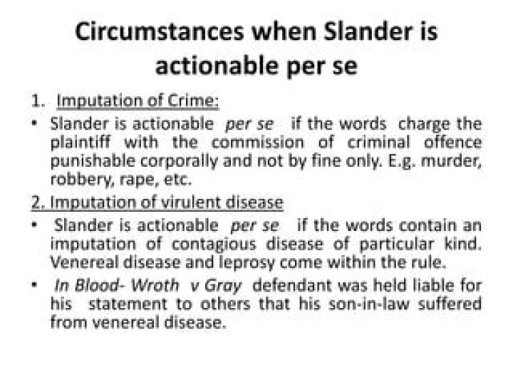 When slander is actionable per se?