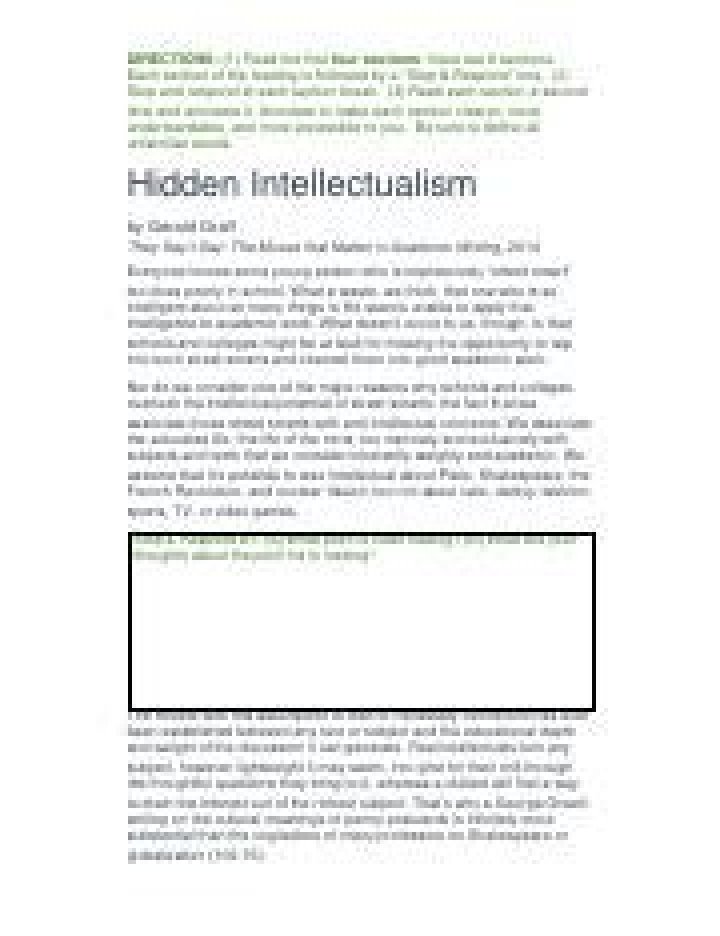 When was hidden intellectualism published?