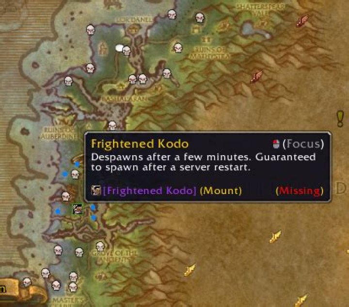 Where does the frightened kodo spawn?