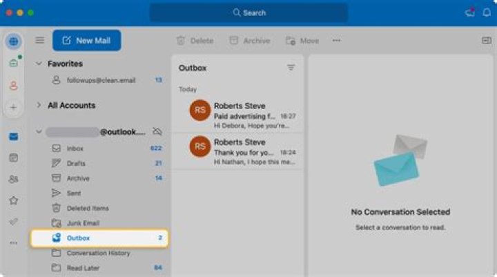 Where is the outbox in outlook 365?