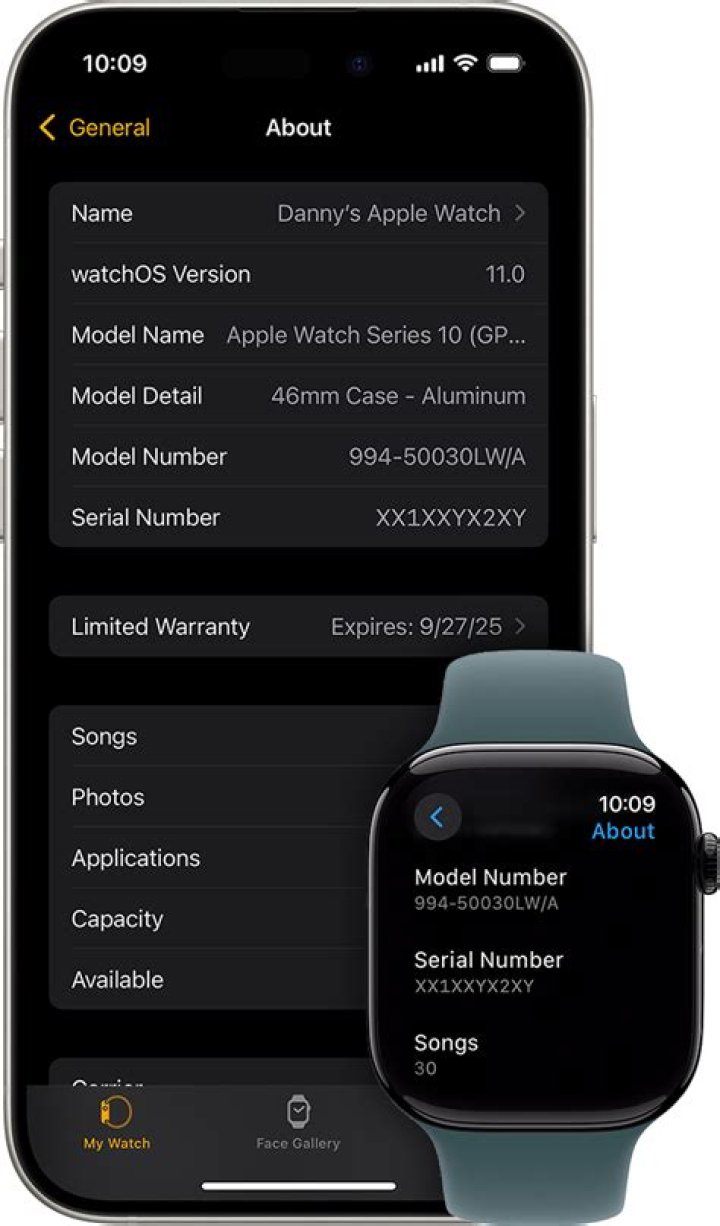 Where serial number on apple watch?