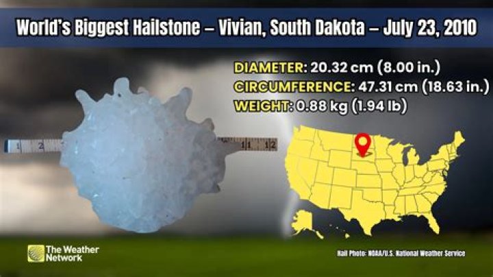 Where was the largest hailstone found?