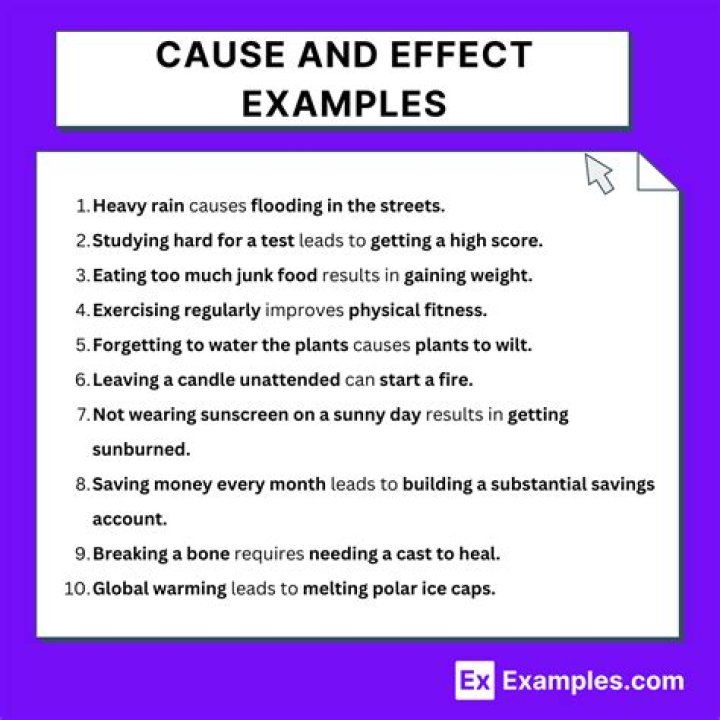 Which is an example of cause and effect sentence?