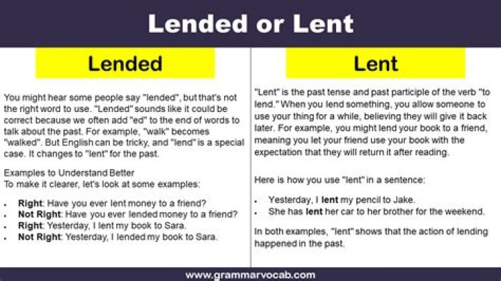 Which is correct lended or lent?