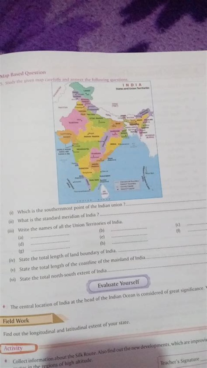 Which is the north south extent of india?