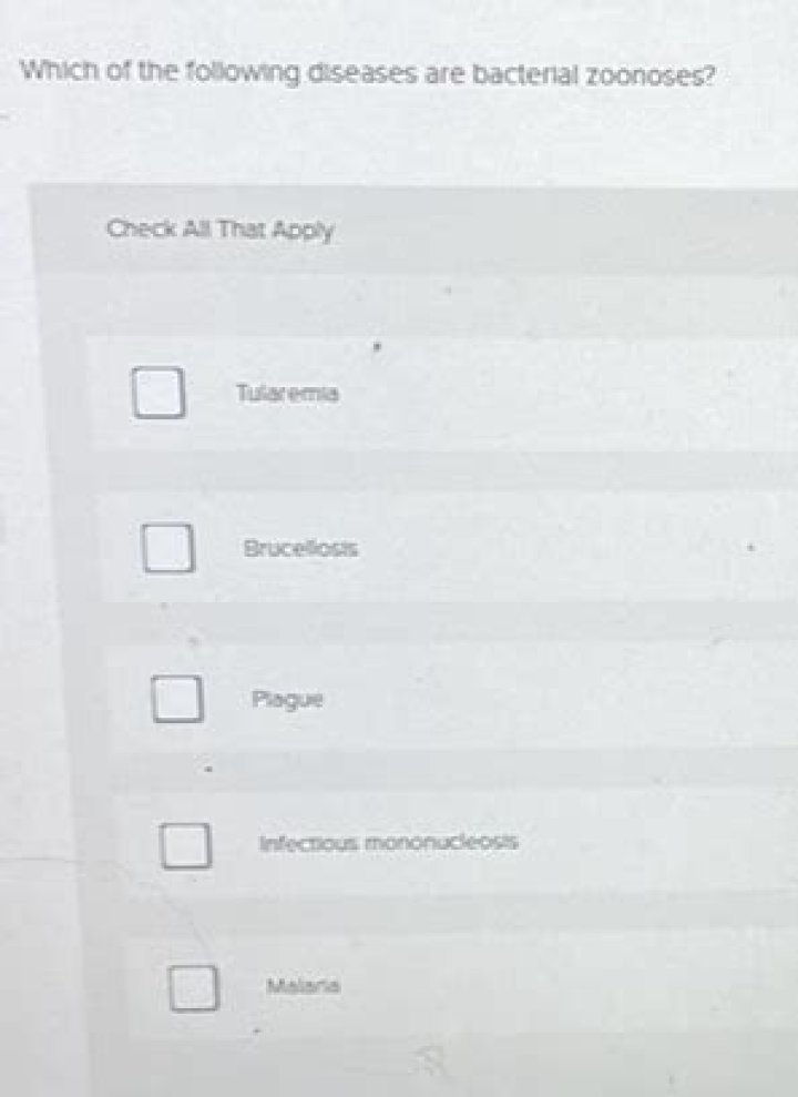 Which of the following diseases are bacterial zoonoses?
