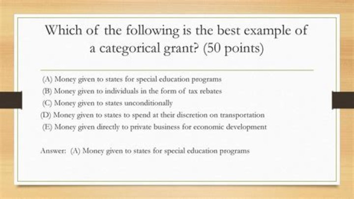 Which of the following is the best example of a categorical grant?