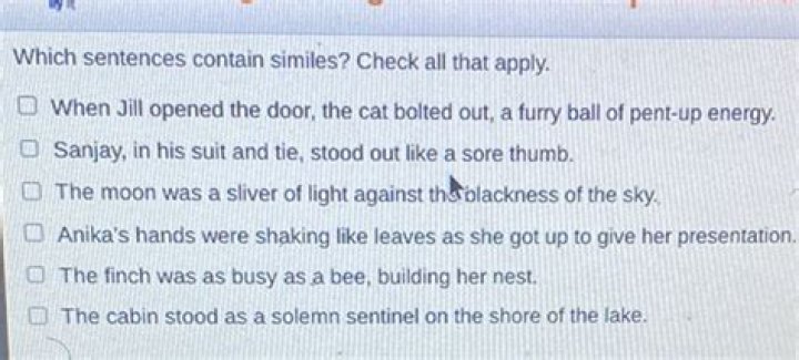 Which sentences contain similes?