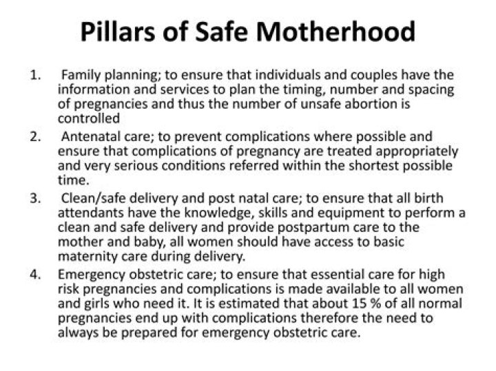 Who definition of safe motherhood?