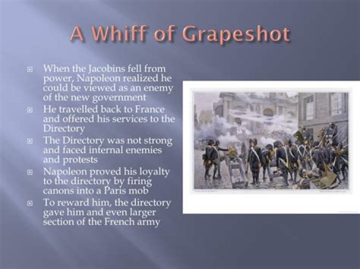 Who ends the french revolution with a whiff of grapeshot?