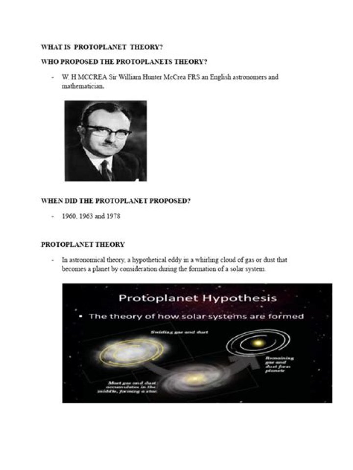 Who proposed the protoplanet theory?