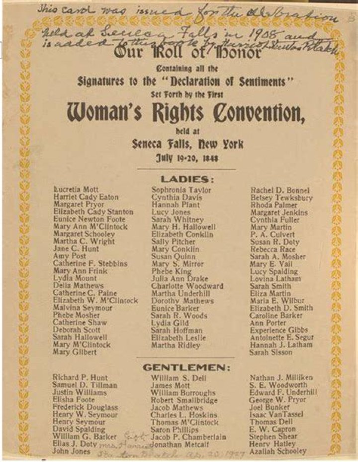 Who signed the declaration of sentiments?