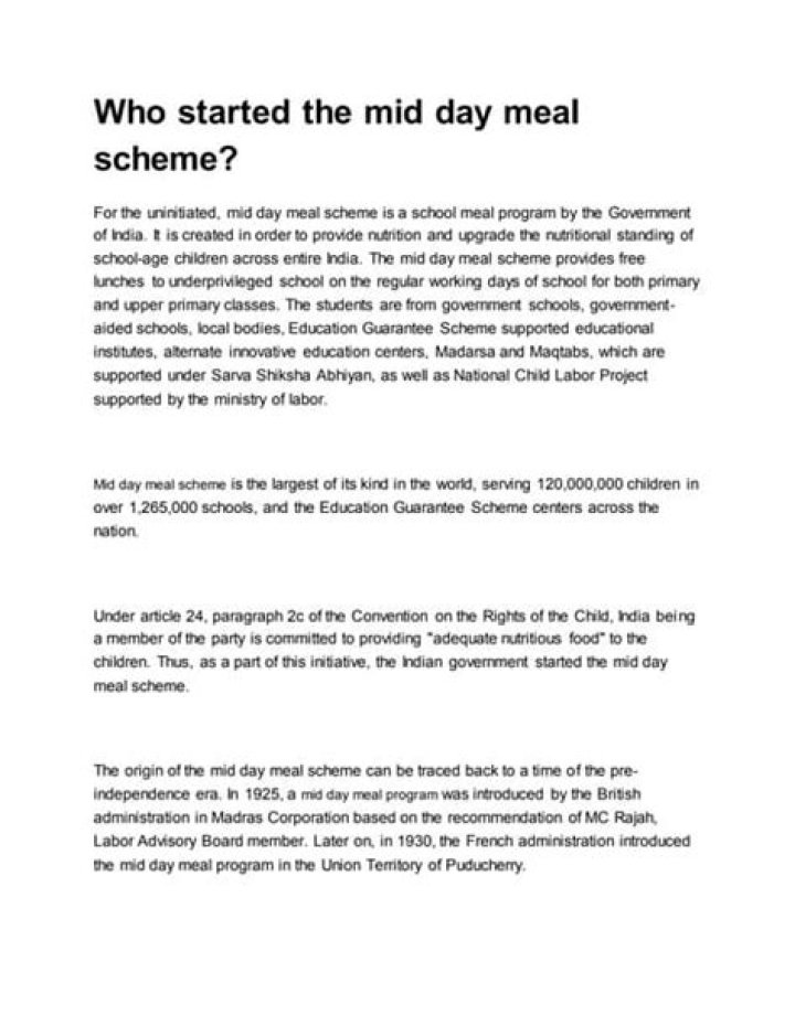 Who started the midday meal scheme?